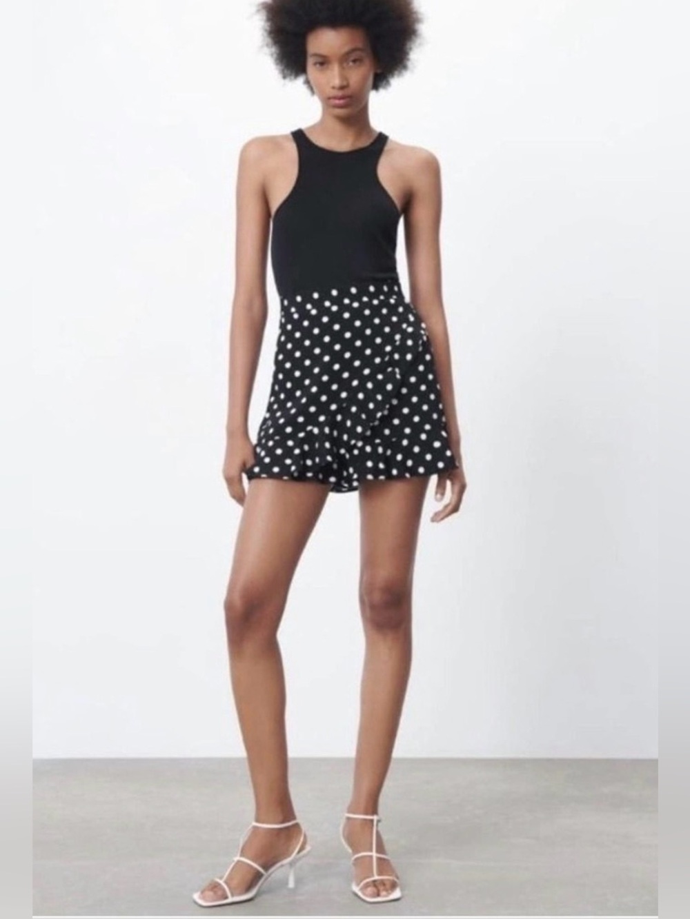 ZARA POLKA DOT WRAP PAREO SKORT - Small